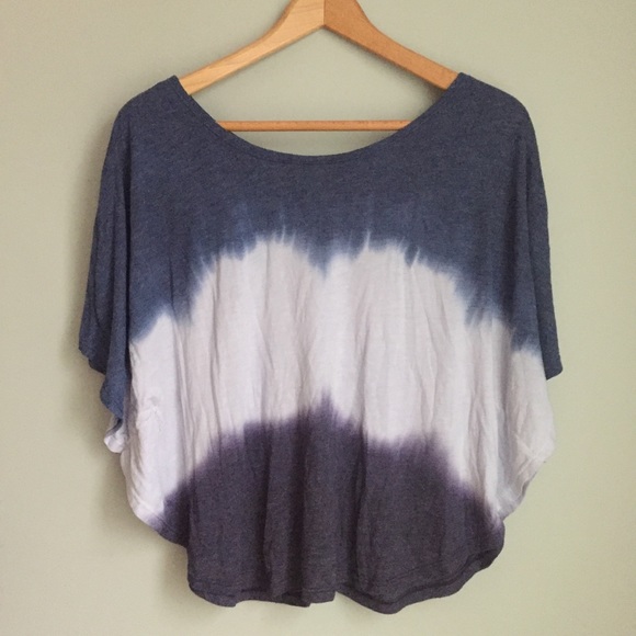 LOL Vintage Tops - Tie Dye Cropped Shirt Purple Blue White